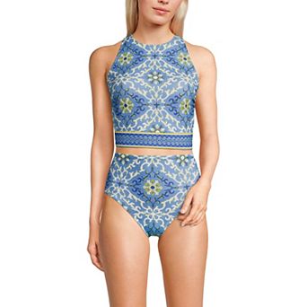 Women's Lands' End Tugless Contour Portrait Back Midkini Swim Top & Bottoms Set