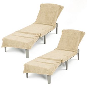 American Soft Linen Oversized Chaise Lounge Chair Cover 2-Pack Set