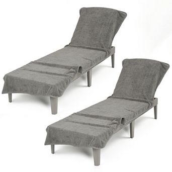American Soft Linen Oversized Chaise Lounge Chair Cover 2-Pack Set