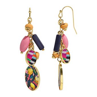 Emberly Gold Tone Multi Bead Cluster Earrings
