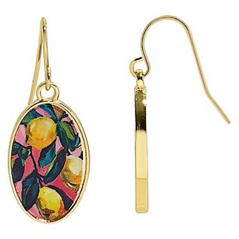 Emberly Gold Tone Painted Lemon Drop Earrings
