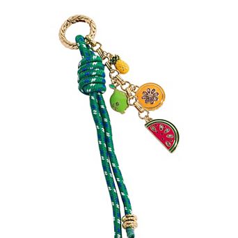 Emberly Gold Tone Cord Fruit Charm Keychain