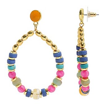 Emberly Gold Tone Bead Teardrop Earrings