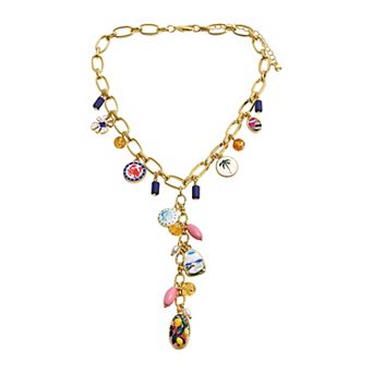 Emberly Gold Tone Sealife Charm Y Necklace