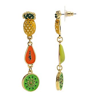 Emberly Gold Tone Drop Linear Fruit Earrings