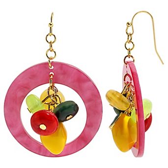 Emberly Gold Tone Fruit Ring Drop Earrings