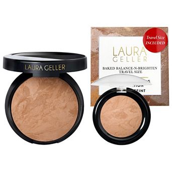 Laura Geller Balance and Brighten Color Correcting Baked Powder Foundation, Full Size + Travel Mini Set