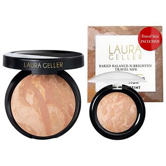 Laura Geller Balance and Brighten Color Correcting Baked Powder Foundation, Full Size + Travel Mini Set