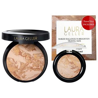 Laura Geller Balance and Brighten Color Correcting Baked Powder Foundation, Full Size + Travel Mini Set