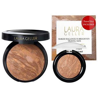 Laura Geller Balance and Brighten Color Correcting Baked Powder Foundation, Full Size + Travel Mini Set