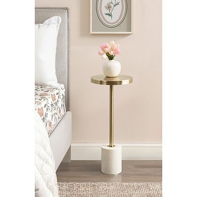 Hescott Metal and Marble Pedestal Table