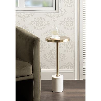 Hescott Metal and Marble Pedestal Table