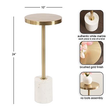 Hescott Metal and Marble Pedestal Table