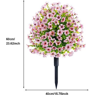 1.97FT Artificial Trees with Ground Spike Set of 2, Weather-Resistant Faux Shrubs Bushes Potted