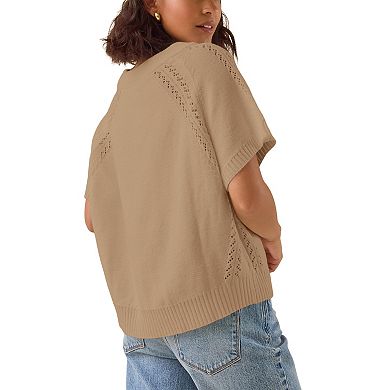 Women's Lightweight Short Sleeve Pullover Sweater Summer Casual Knit Tops