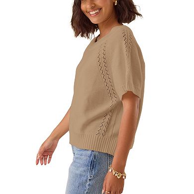 Women's Lightweight Short Sleeve Pullover Sweater Summer Casual Knit Tops