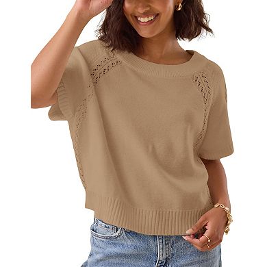 Women's Lightweight Short Sleeve Pullover Sweater Summer Casual Knit Tops