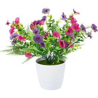Artificial Flowers for Outdoors, 30 Bundles Multicolor Silk Fake Flowers with Ferns, UV-Resistant