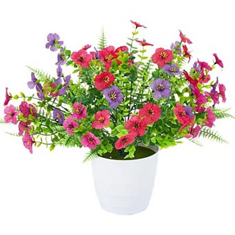 Artificial Flowers for Outdoors, 30 Bundles Multicolor Silk Fake Flowers with Ferns, UV-Resistant