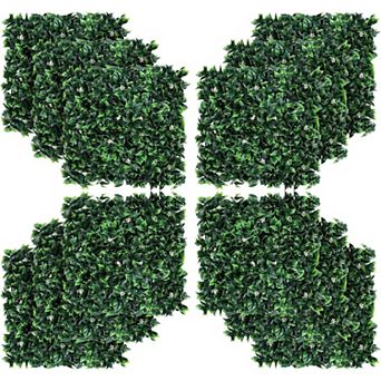 Artificial Grass Wall Panels 20"x20", 12 pc Hedge Panels with 50 Zip Ties, Sun Proected Privacy