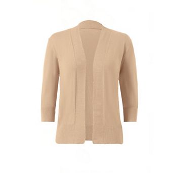 Women's Lightweight 3/4 Sleeve Cropped Cardigan Soft Open Front Knit Sweater