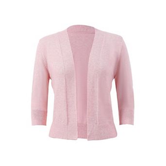 Women's Lightweight 3/4 Sleeve Cropped Cardigan Soft Open Front Knit Sweater