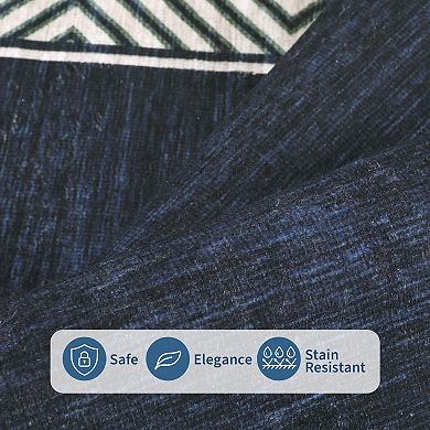 Modern Geometric Area Rug Machine Washable Vacuum Clean Ultra Thin Pet Friendly Carpet for Bedroom