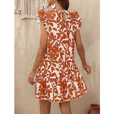 Women's Sleeveless Summer Beach Hobo Ruffle Trim Dresses Flowy Dress