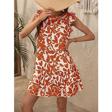 Women's Sleeveless Summer Beach Hobo Ruffle Trim Dresses Flowy Dress