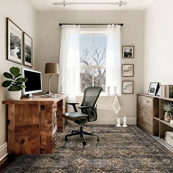 Medallion Area Rug Machine Washable Low Pile Pet Friendly Carpet for Kid's Room Playroom