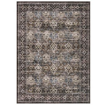 Medallion Area Rug Machine Washable Low Pile Pet Friendly Carpet for Kid's Room Playroom