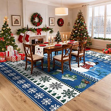 Modern Area Rug Non Slip Foldable Vacuum Clean Non Shedding Floor Cover for Living Room Laundry