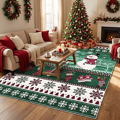 Modern Area Rug Non Slip Foldable Vacuum Clean Non Shedding Floor Cover for Living Room Laundry