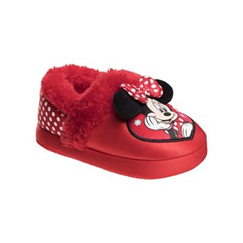 Disney Minnie Mouse Girls' Dual-Size Cozy Warm Soft Plush Indoor Slippers (Toddler)