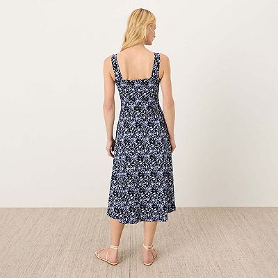 fit and flare square neck dress Linen Spring Maxi Flare Dress