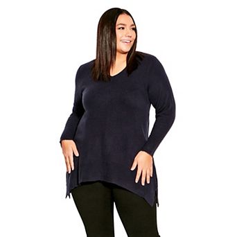 Avenue Women's Plus Size Deep Valley V Neck Sweater