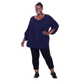 Avenue Women's Plus Size Sandy Pintuck Plain Shirt