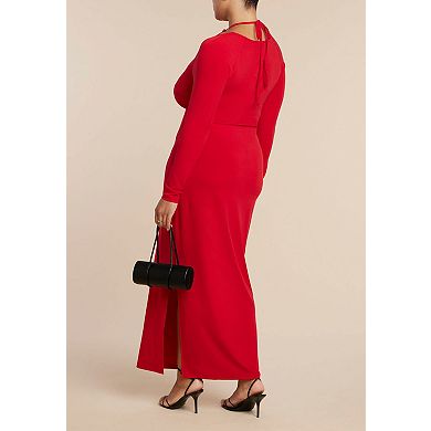 ELOQUII Women's Plus Size Keyhole Front Maxi Dress