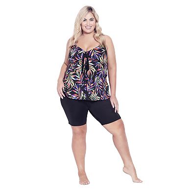 Avenue Women's Plus Size Fly Away Print Tankini Top