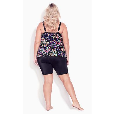 Avenue Women's Plus Size Fly Away Print Tankini Top
