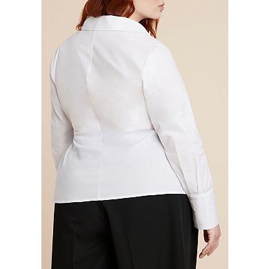 ELOQUII Women's Plus Size Belted Button Up Shirt