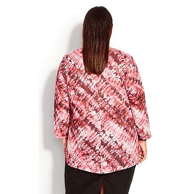 Avenue Women's Plus Size Tie Dye Print Top