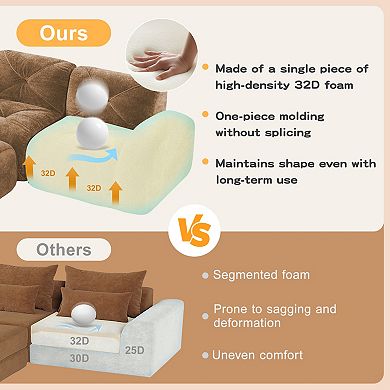 Merax Boneless Sofa,Soft Velvet Fabric Tufted Design 32D High Density Sponge