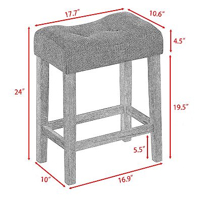 Industrial 59" Bar Table & 3Stool Set Imitation Wood Grain Space Saving Pub Set with Linen Upholster