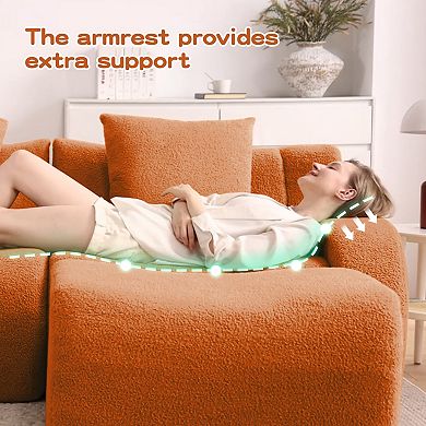 Merax Boneless Sofa 3 Seat High Quality Teddy Fabric Anti Slip Design No Assembly