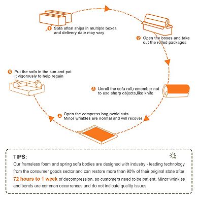 Merax Boneless Sofa 3 Seat High Quality Teddy Fabric Anti Slip Design No Assembly