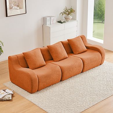 Merax Boneless Sofa 3 Seat High Quality Teddy Fabric Anti Slip Design No Assembly
