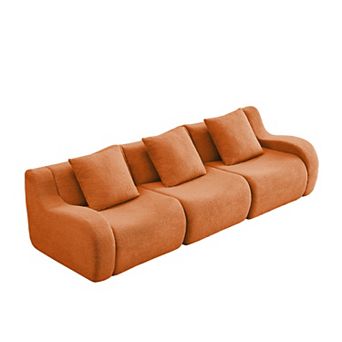 Merax Boneless Sofa 3 Seat High Quality Teddy Fabric Anti Slip Design No Assembly