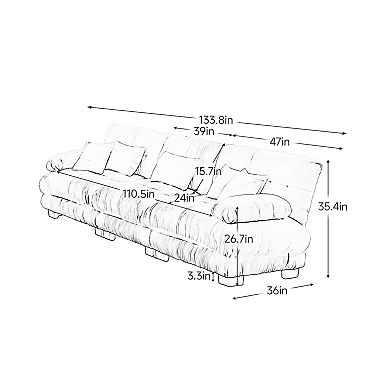 Merax 3Seater Sectional Sofa Modular Deep Seat Sofa Couch