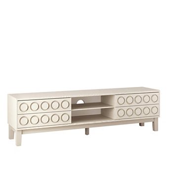 Merax 3D Surface Design Media Console TV Stand Solid Wood Entertainment Center